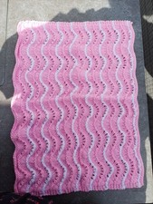 Hand Knitted Pink Baby Blanket