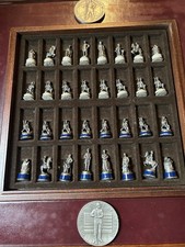 VTG 1983 Franklin Mint Pewter and Brass Civil War Chess Set w/Blue & Gray Pieces