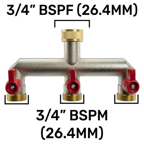 Three way metal - tap, splitter