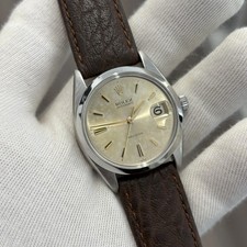 1966 Rolex Oyster Date Precision 6694 Stainless Steel 34mm Leather Strap Watch