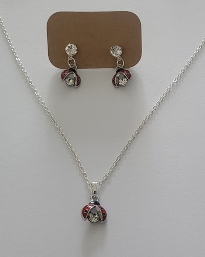 Ladybird earrings and necklace