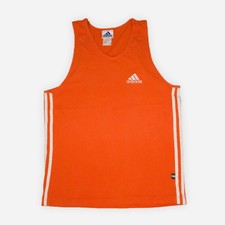 Vintage 90's  Adidas Tank Top Vest Mens M Orange Vest Embroidered Sleeveless Gym