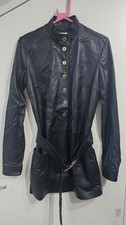 Pierre Balmain Ladies Black Leather  Front Button Up Dress  28/42