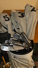 Rare set of Spalding and Maruman Golf Clubs in Vintage 3-way Divider Leather Bag