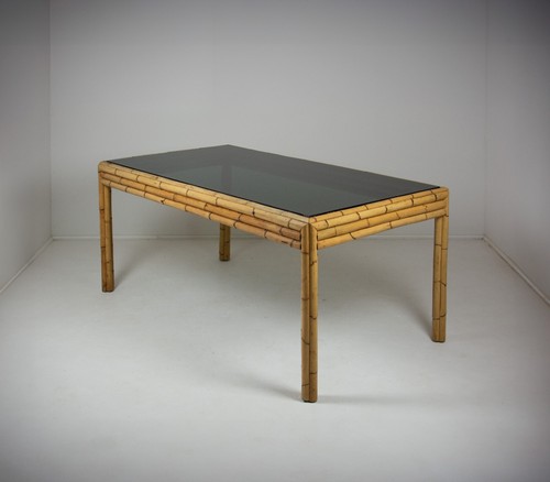 Vintage bamboo dining table - bamboo,