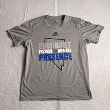 Adidas Nevada Dominant Physical Mental Presence Grey Active Shirt Short Sleeve L
