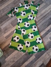 Set Of Two Green Curtains For Boys Room Wirh Football Print