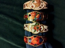 Four Cloisonne  Bangles Bracelets With Spring Clasps