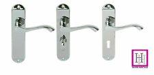 Door Handles on Backplate Chrome Scroll Latch Lock Bathroom Modern Cadenza D3