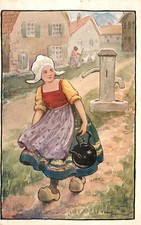 DUTCH GIRL CLOGS - ETHEL PARKINSON ARTIST - POSTCARD