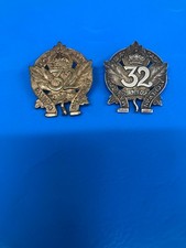 CANADIAN 32nd BATTALION  OFFICERS HALLMARKED SILVER 1914   & O.R CAP BADGES
