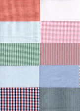 100% Cotton Fabric, 10 pieces each 18" X 6"  Dolls' House Tiny Checks/Stripes