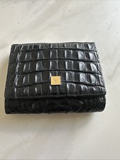 Versace Woman’s Black Leather Purse Croc Effect Good Condition No Box