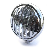 5.75” 146mm Motorcycle Headlight CHROME with Grill Retro Custom Bike Roadster