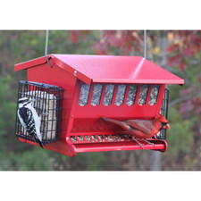 Bird Feeder Squirrel Proof Heavy Duty Metal Hanger Double Sided Hopper Red NEW