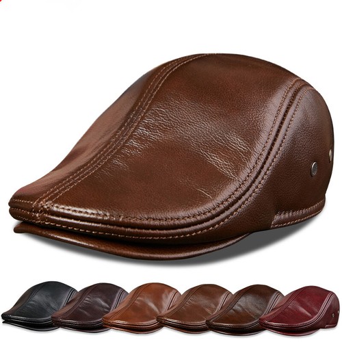 Men real leather berets - berets, hat