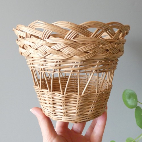 Vintage wicker cane planter - wicker,