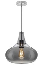 Modern Smoky Grey Glass Ceiling Hanging Pendant Light Teardrop Style Shade M0240