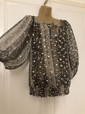 Monsoon Gypsy Style Silk Bohemian Party Romantic Blouse Top. Size 10