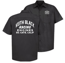 Keith Black Drag Racing Engines Black Mechanics Work Shirt, Chev Ford Mopar NHRA