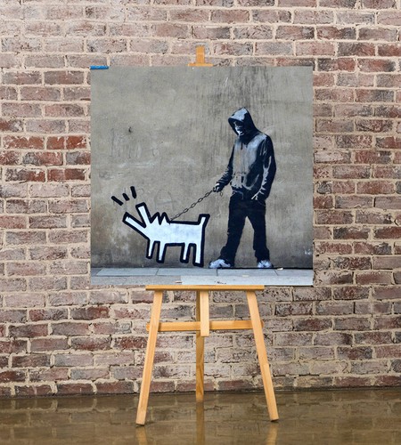Banksy barking dog canvas wall - barking,