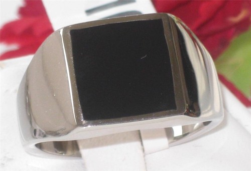 Mens onyx ring - black, square