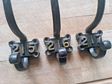 3 Vintage Cast Iron School Coat Hooks