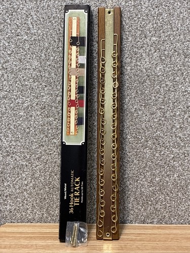 Vintage wood metal tie rack - metal,