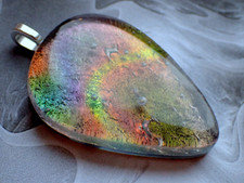 Dichroic Glass Pendant Northern Lights  Rainbow Glow Fused Glass Art