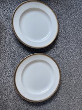 2 26.5cm Round Bishop And Stonier White Plates With Gold Detail