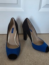 Next royal blue - black, suede