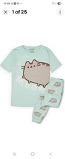 vanilla underground Pusheen Green Meow Short Sleeve Long Leg Pyjama Set Girls
