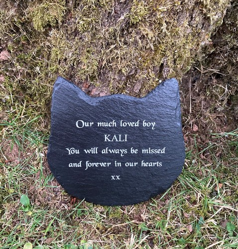 Personalised slate cats head - personalised,