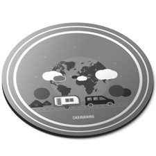 Round Mouse Mat (bw) - Caravan