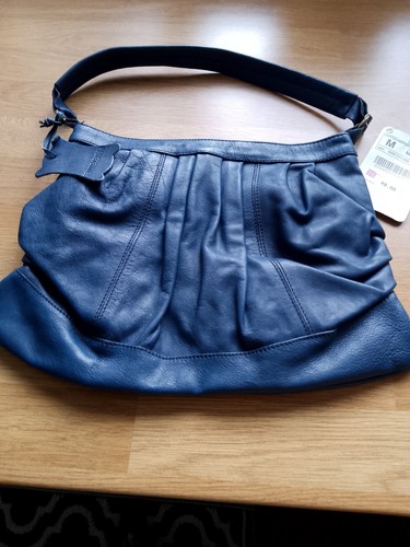 Zara blue leather handbag - zara,