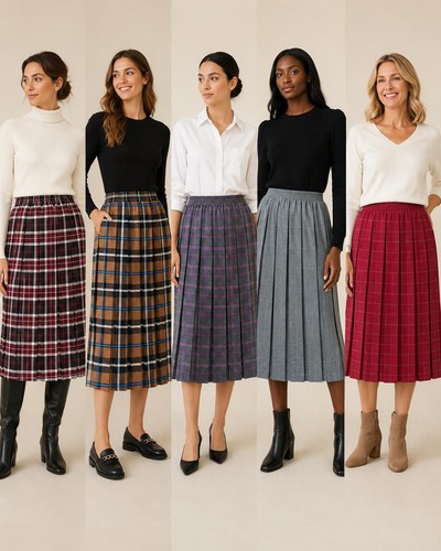 Ladies tartan box pleated - tartan,
