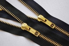 YKK Closed-End Gold/Brass No. 5 Zip Black    UK SELLER RGC56