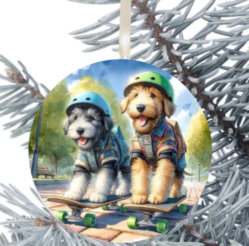 Briard dog hanging bauble - briard,
