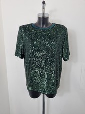M&S Ladies Top Green Sequin