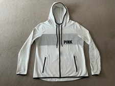 PINK (VICTORIA SECRET) LADIES HOODIE SIZE “L” WHITE FULL ZIP WITH LOGOS