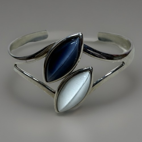 Silver tone open - cuff, bracelet