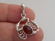 Vintage Silver Scorpio  Pendant With Baltic amber To The Center see pictures