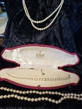  Pearl  Necklace 2 Rows  Cream Imitation Pearls 42cm & Lotus Silver Clasped. 