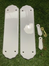 Pair Of New Old Stocks Porcelain Door Finger Plates W/Escutcheons B803