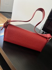 Red Embossed Logo Baguette Bag