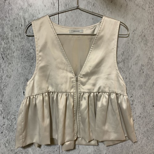 Jeanasis satin peplum zip vest - peplum,