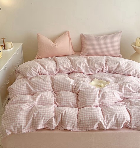 Pink gingham duvet cover - pink,