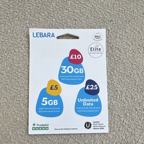 Lebara prepaid sim 30gb - prepaid, data