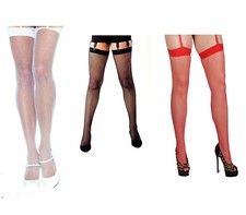 Women's Stockings For Suspender Fishnet - Whale Net- Lace Top  Seamed Stockings
