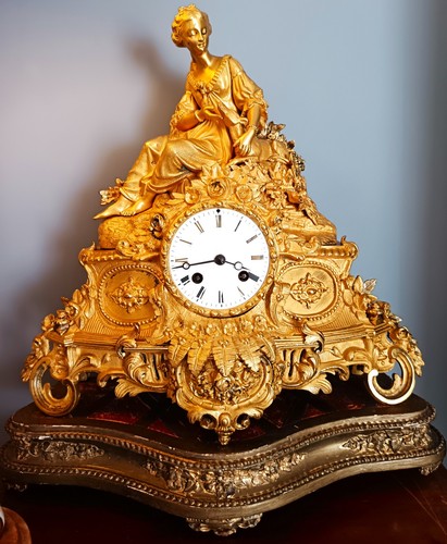 Antique french ormolu mantel - french,